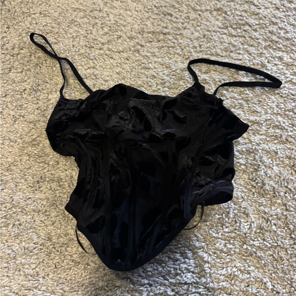 Garage Black Satin Crop Top